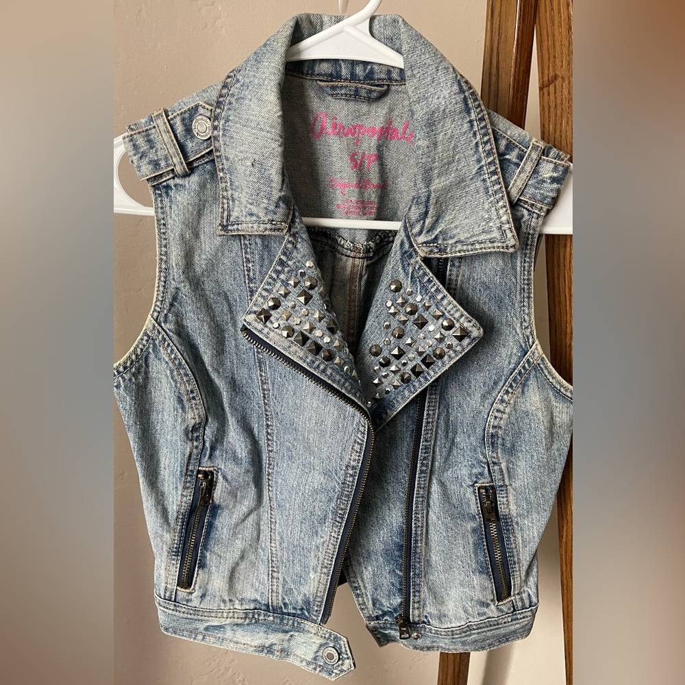 Aeropostale Denim Studded Vest